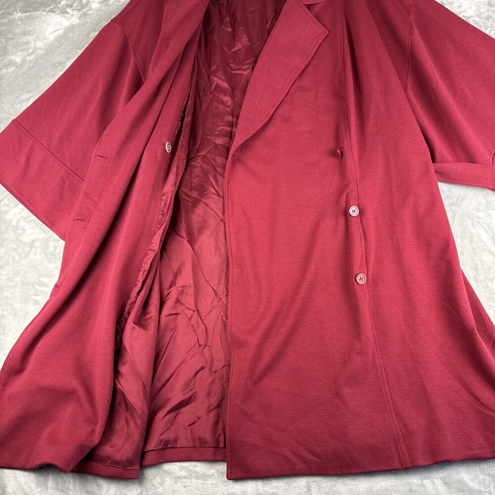 Spiegel Long Belted Trench Coat Women's‎ 20W Red Kimono Sleeve Lined (1148) - Picture 6 of 16